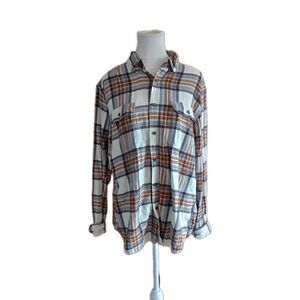 George Shirt Women's L Button Down Long Sleeve Plaid Cotton Blend Rodeo Cowgirl